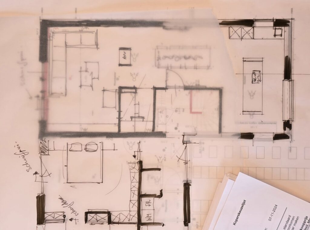Schets brainstormsessie waterwoning Libera Dronten