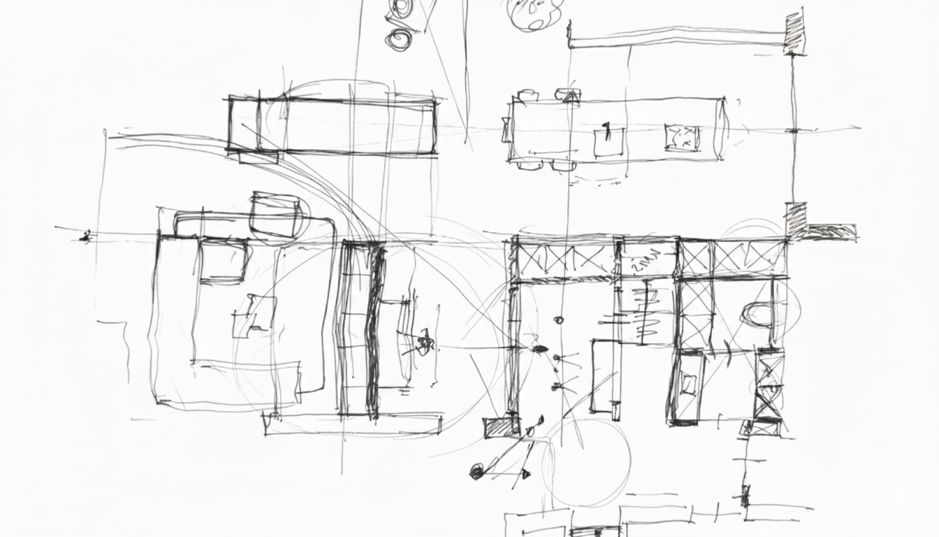 Brainstormsessie interieurontwerp schets Vrijstaande Villa Dronten