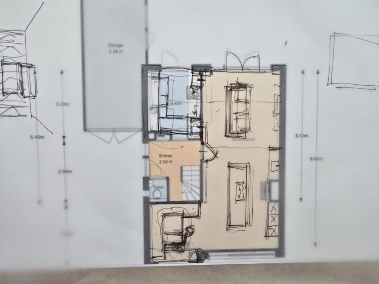 Schetsontwerp voor totaal interieurontwerp in Mijdrecht door Studio Renier Winkelaar
